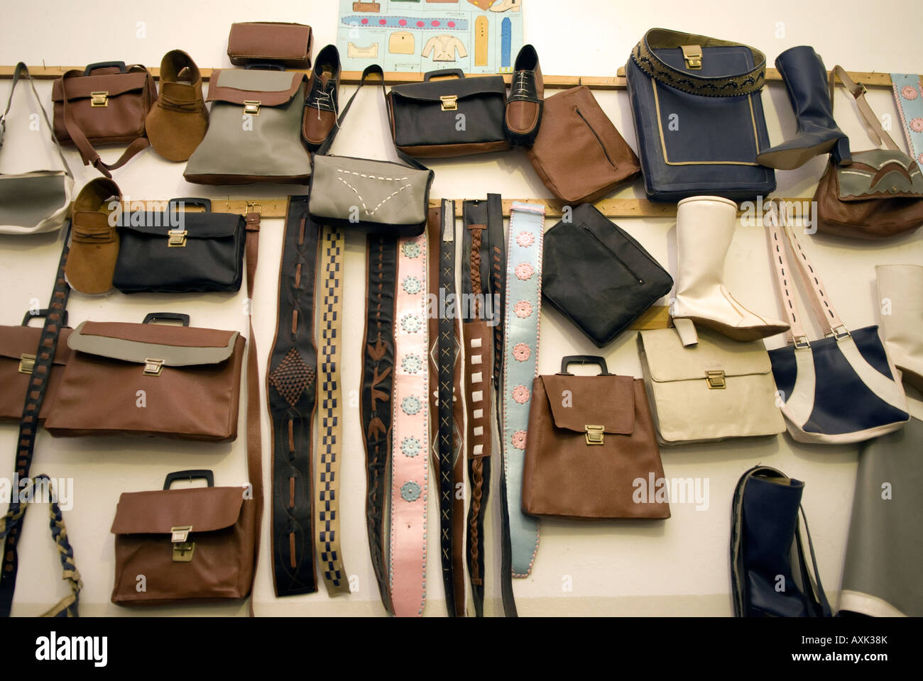 Examples of leather goods made by pupils at the Islamic Arts and Crafts