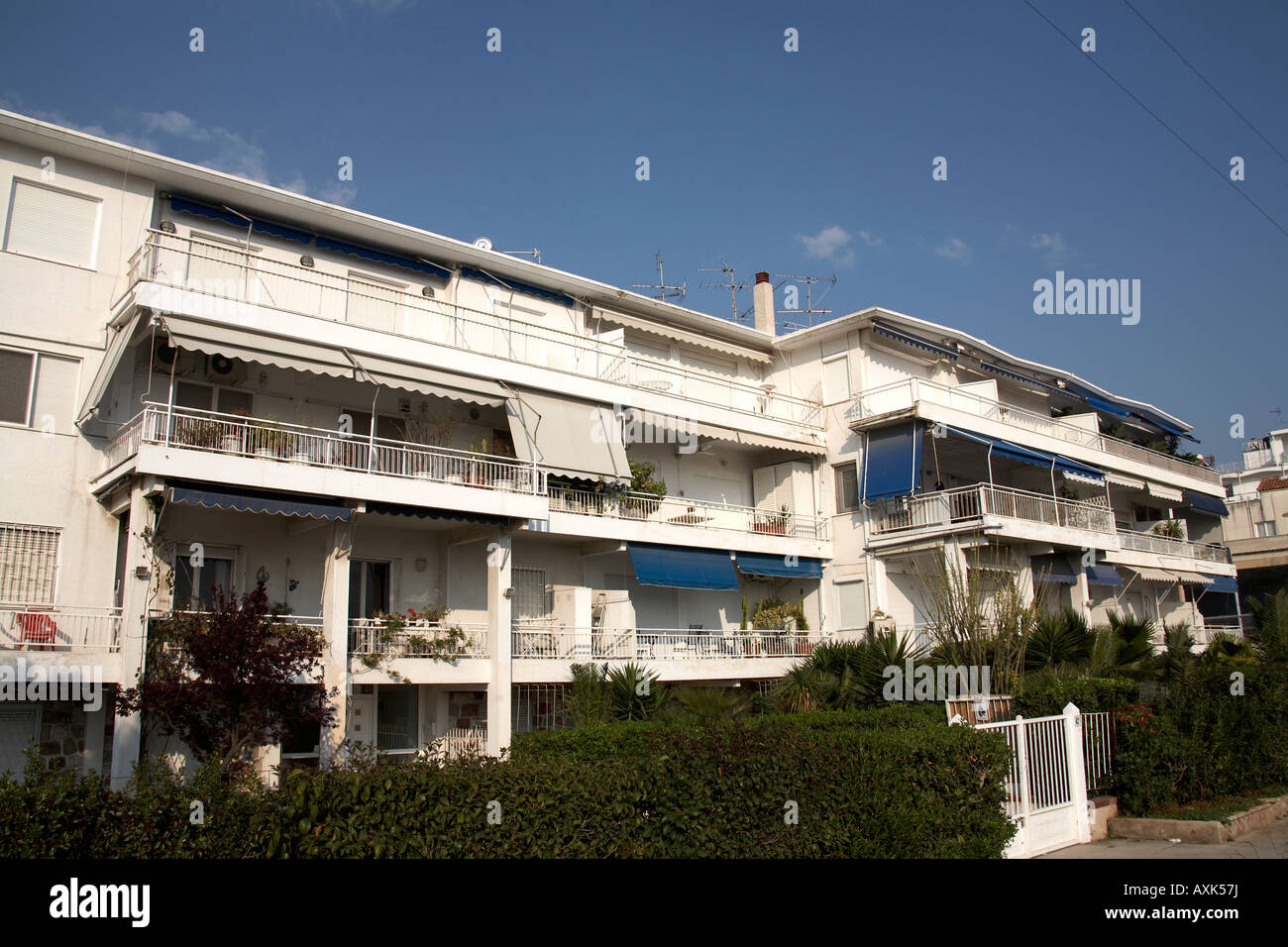 Blocks of flats with balconies and blinds in Glifada Attica or Atiki Greece Stock Photo