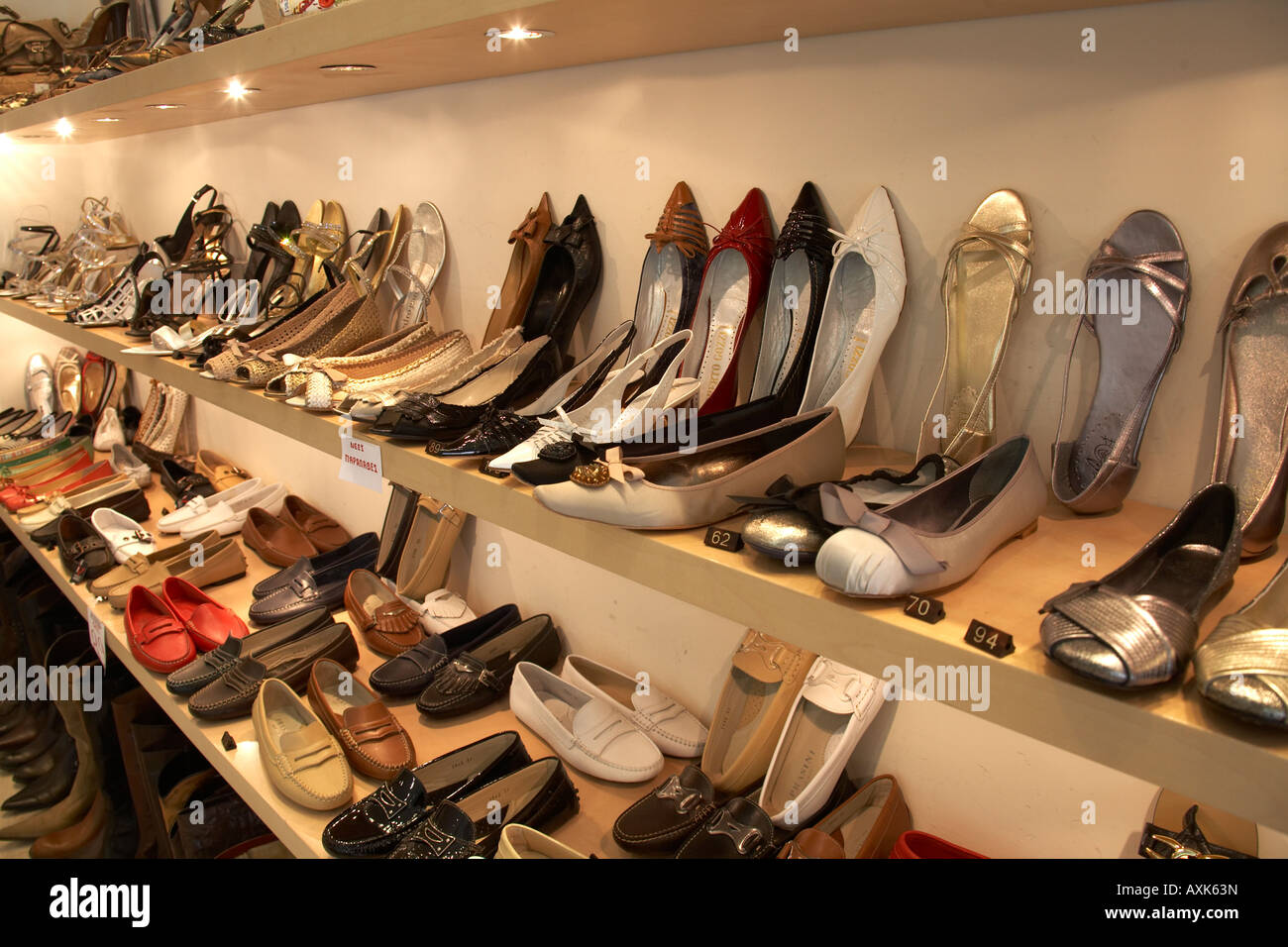Shoes in a shoe shop on Tsakalof Street in Kolonaki district Athens or  Athini Greece Stock Photo - Alamy