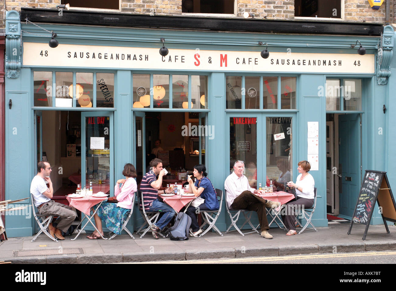 sausage and mash cafe S and M Spitalfields, London Stock Photo