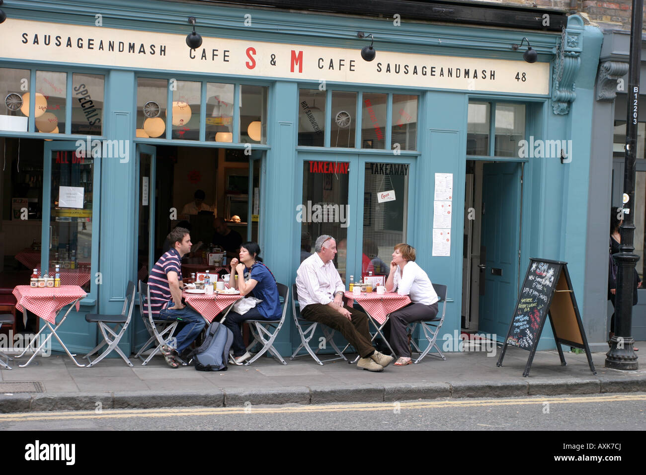 sausage and mash cafe S and M Spitalfields, London Stock Photo