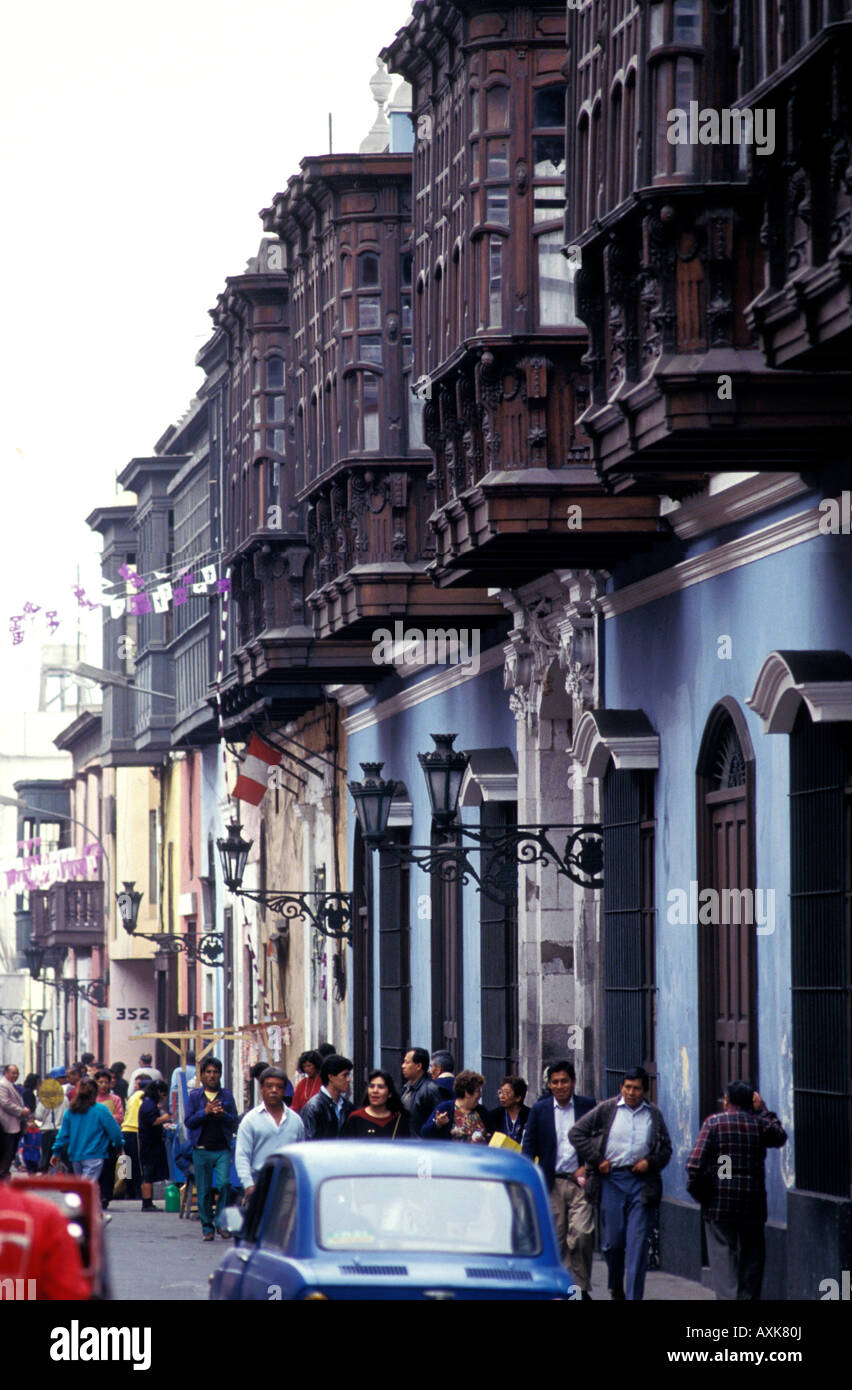 central lima street scenel Lima Peru Stock Photo