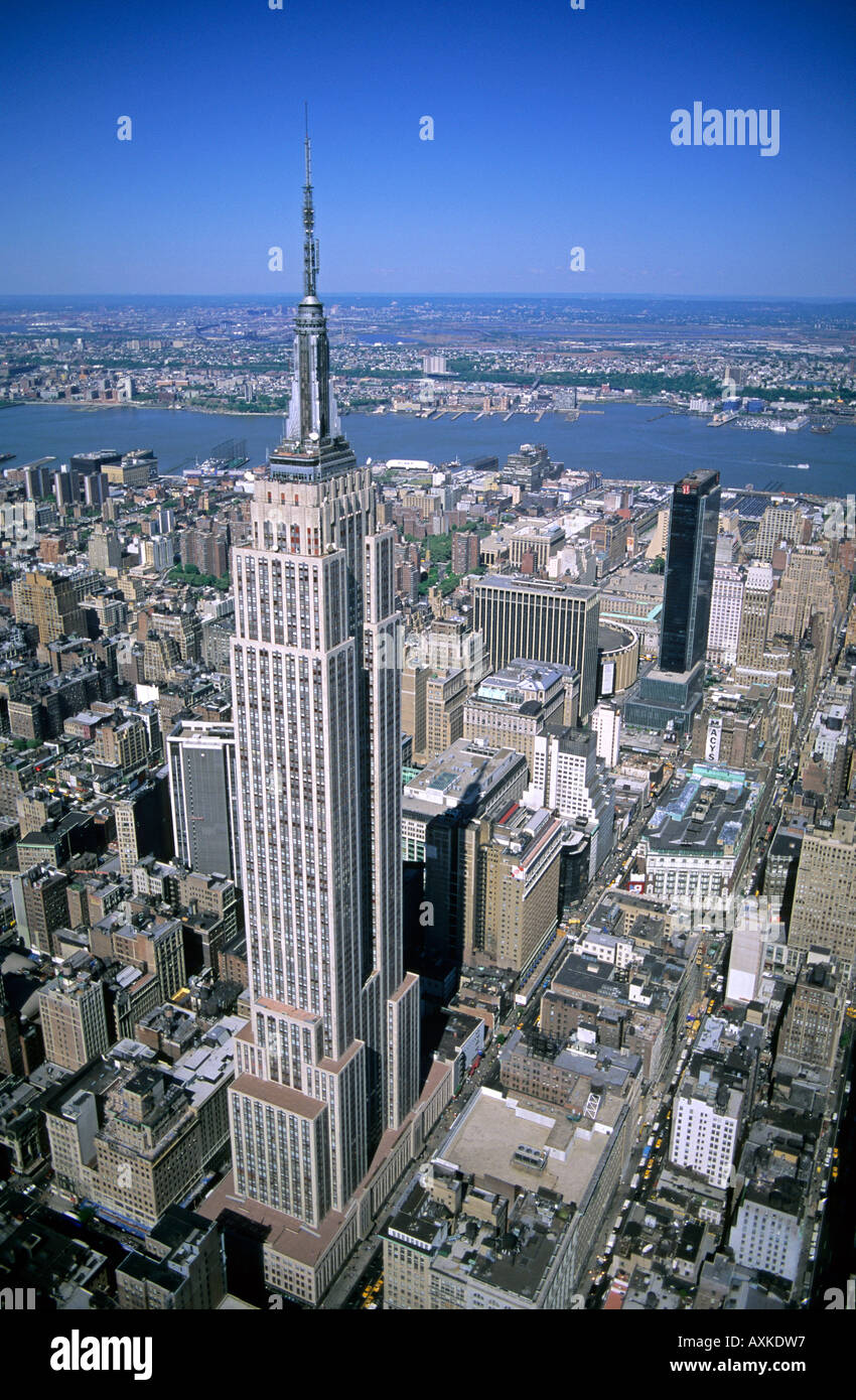 Aerial view of the Empire State Building and New York City New York The ...