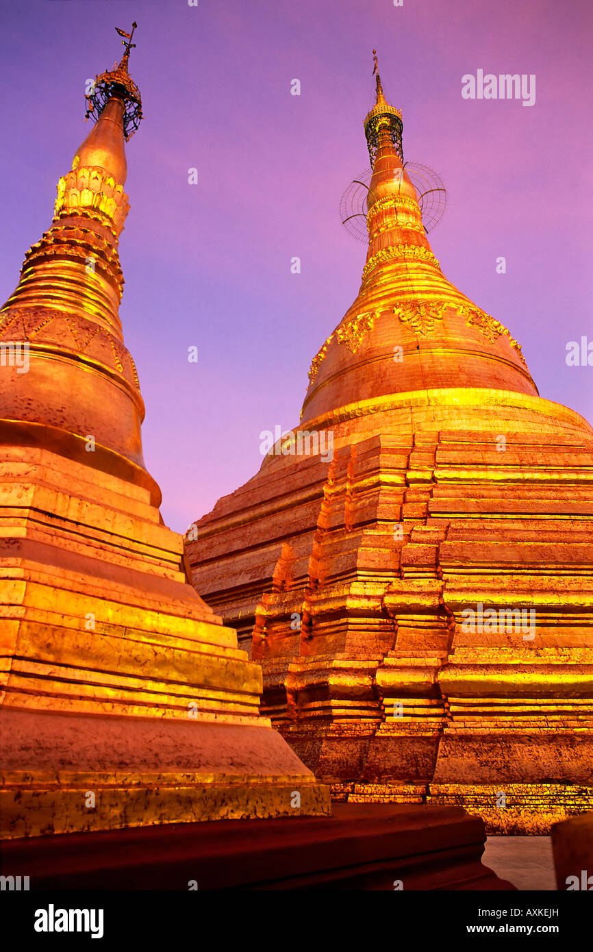 Shwedagon Paya at sunset, Yangoon, Myanmar. Stock Photo