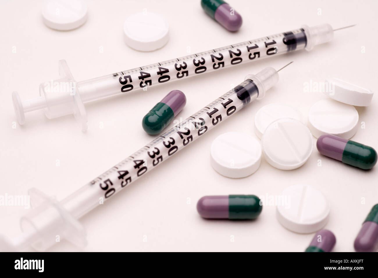 Drugs for drug dealing two syringes and drugs Stock Photo