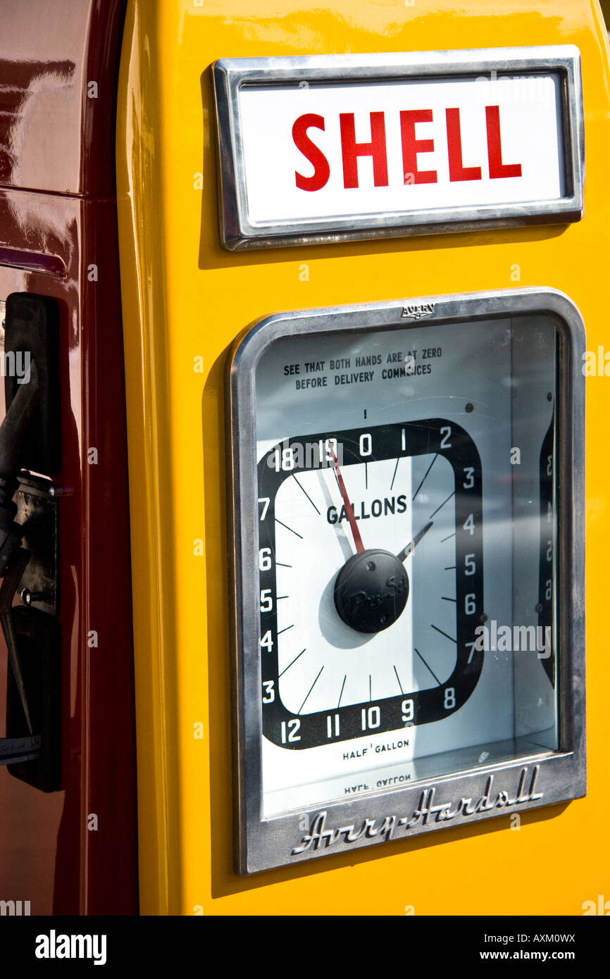 Shell petrol pump at Goodwood Revival Stock Photo