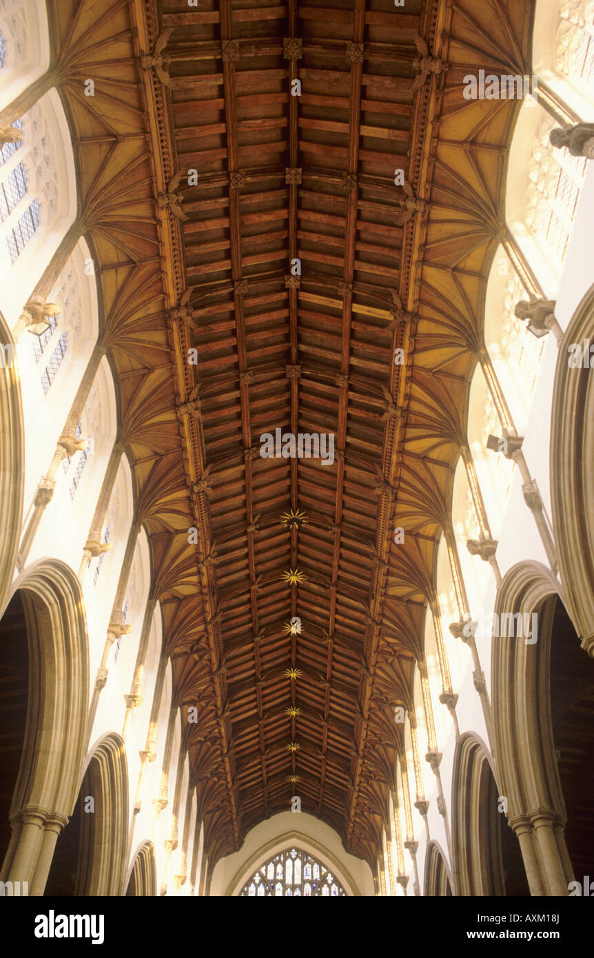 Norwich St Peter Mancroft Church timber hammerbeam roof Norfolk East Anglia England UK English medieval architecture history Stock Photo