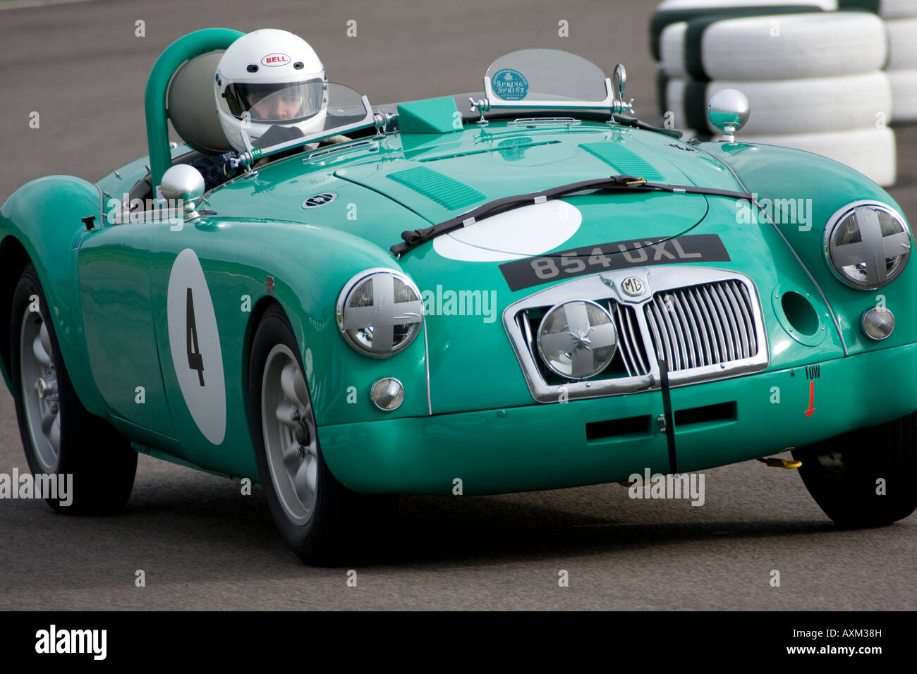 1956 MGA Mk1 during the GRRC sprint at Goodwood, Sussex, UK. Stock Photo