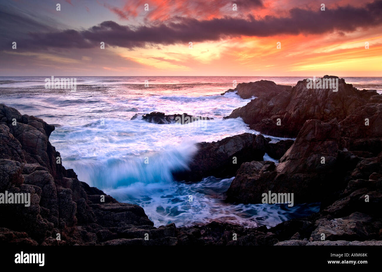 Beautiful sunset in Big Sur California overlooking the Pacific Stock ...