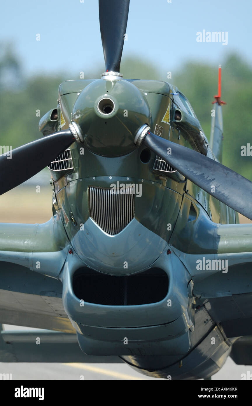 Front view of Morane Saulnier MS-406 (D-3801), rare and historic WWII french fighter plane. Stock Photo