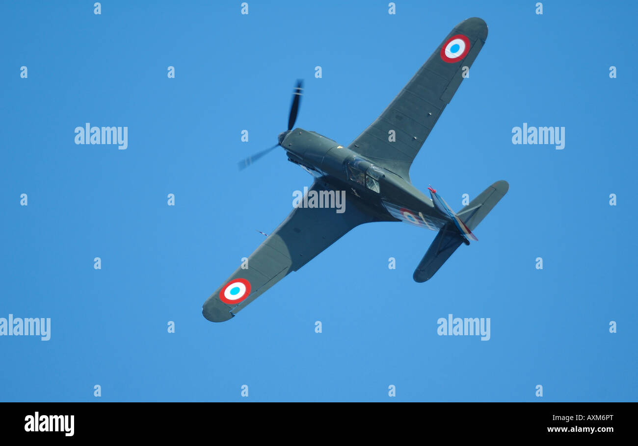 Morane Saulnier MS-406 (D-3801), rare and historic WWII french fighter plane in flight Stock Photo