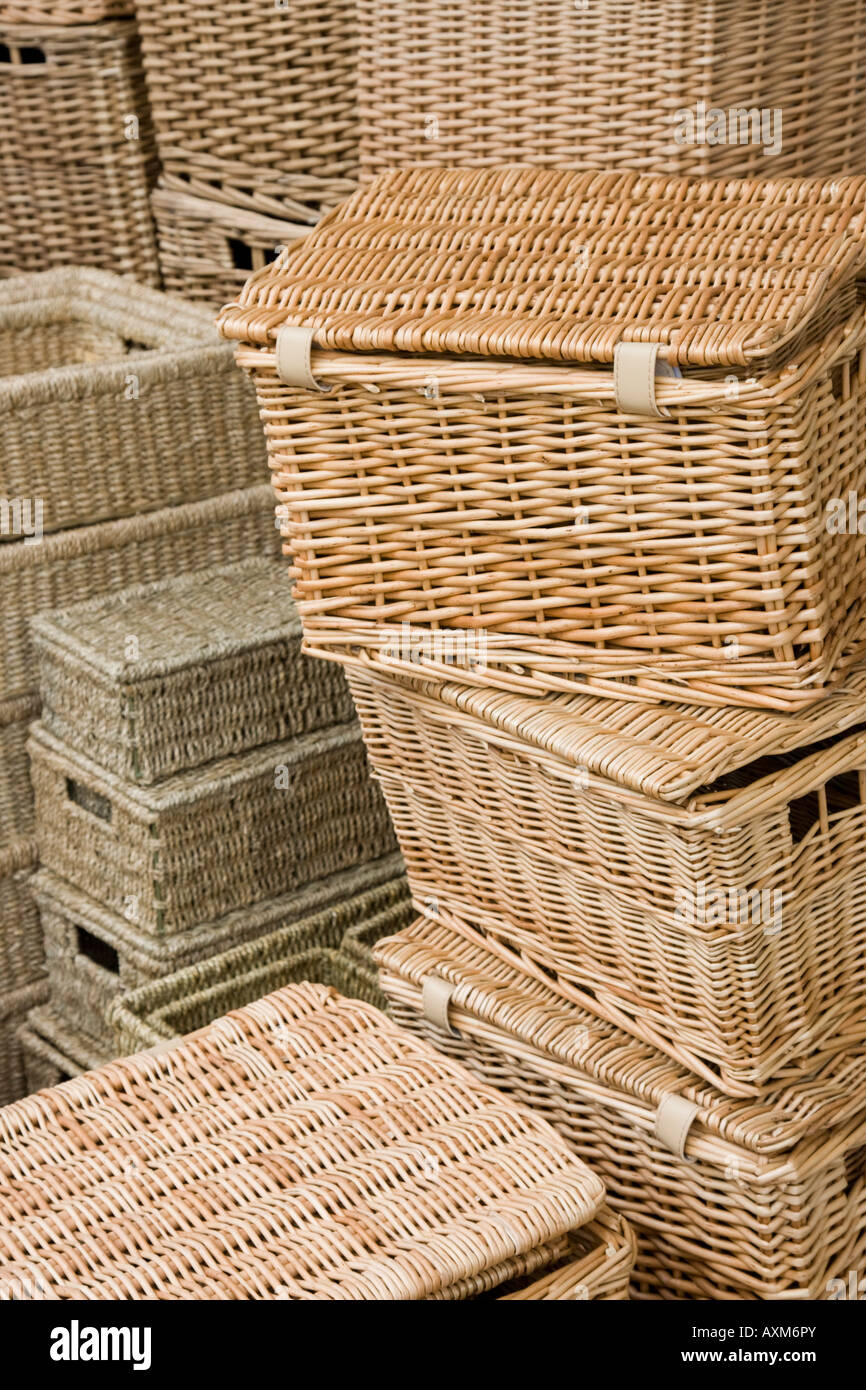 Collection of wicker picnic baskets Stock Photo Alamy