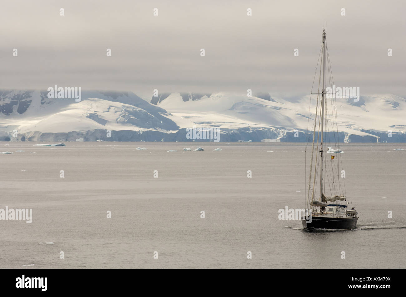 Antarctica Antarctic Peninsula Lemaire Channel Sailing boat Stock Photo
