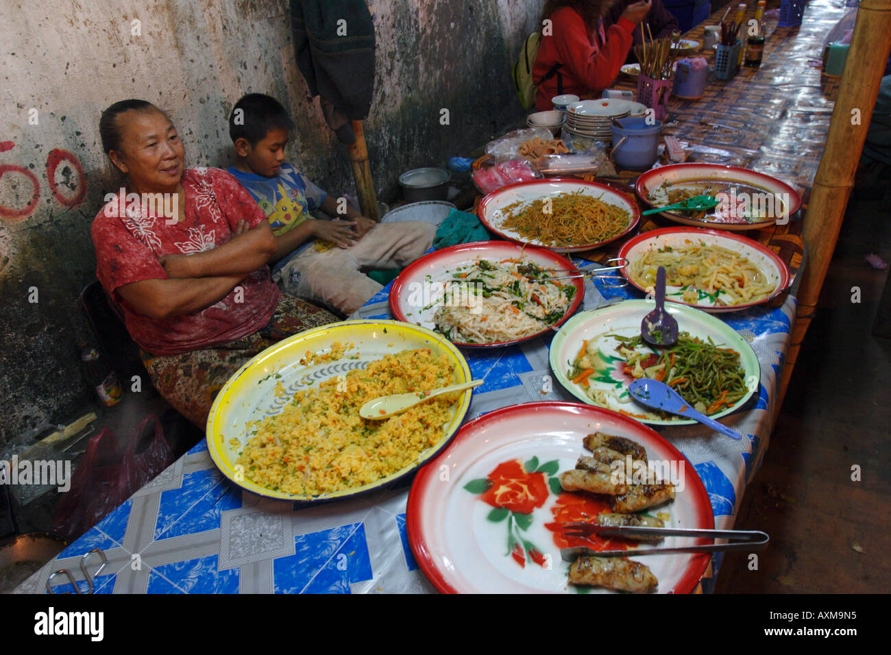 Food market, Luang Prabang, Laos Stock Photo