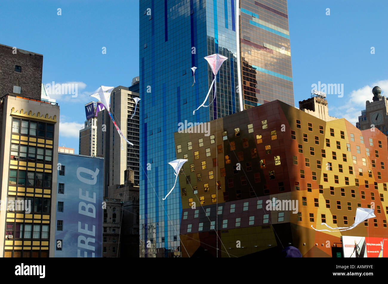 Kite flying on the rooftop of the Port Authority Bus Terminal in