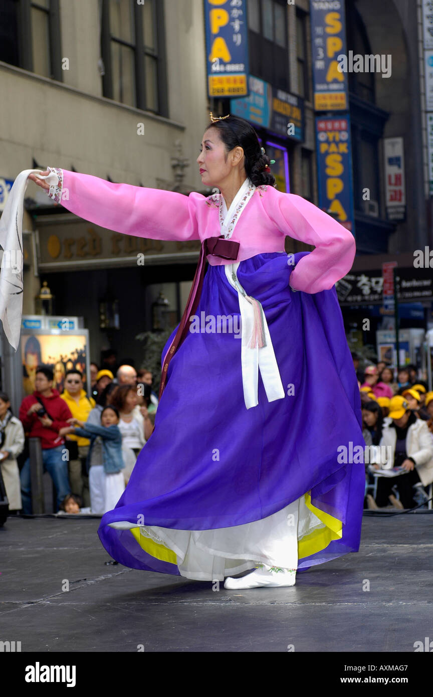 Korean American dancers perform during the Korean Festival in NYC Stock