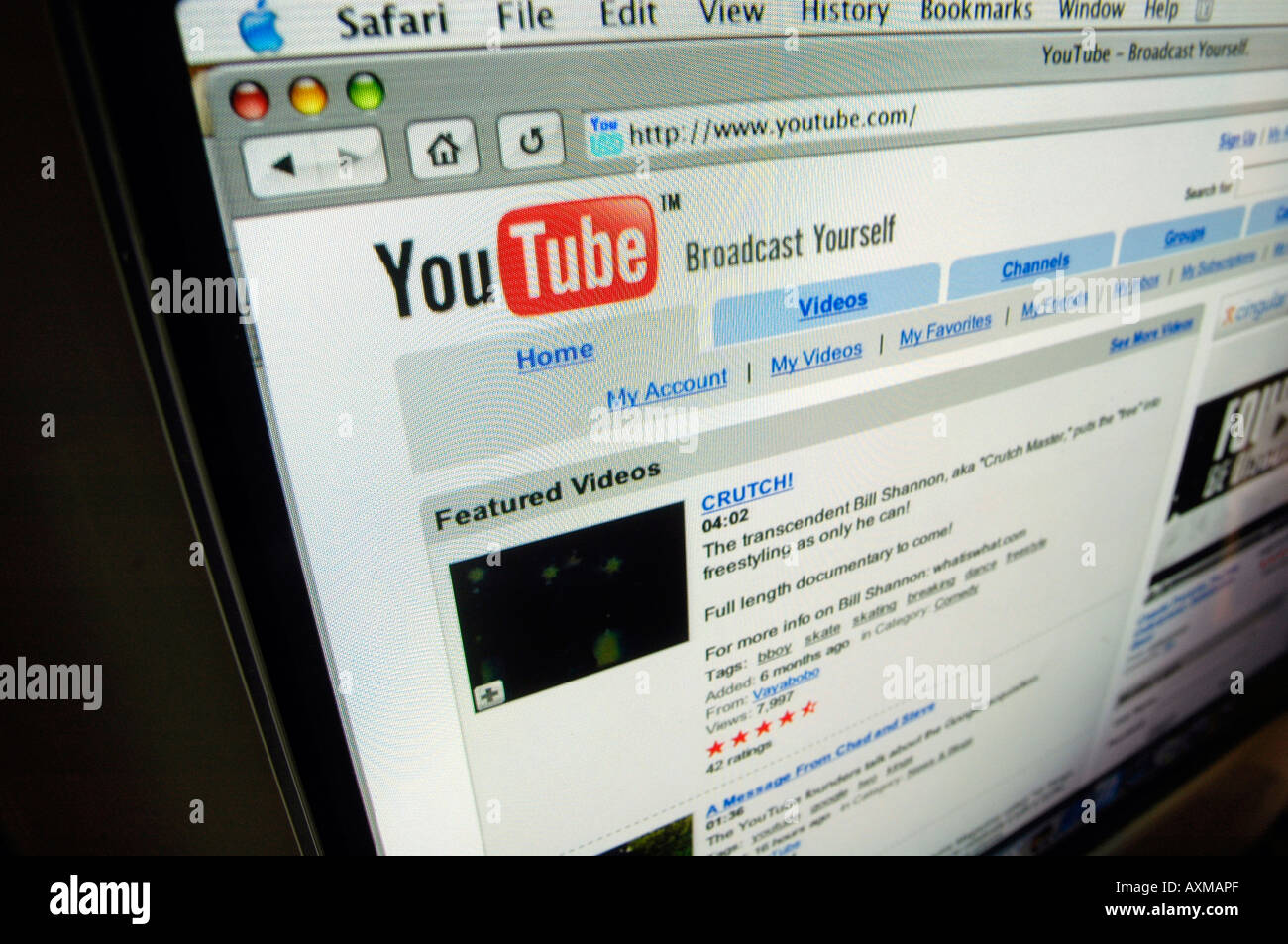 The YouTube home page Stock Photo Alamy