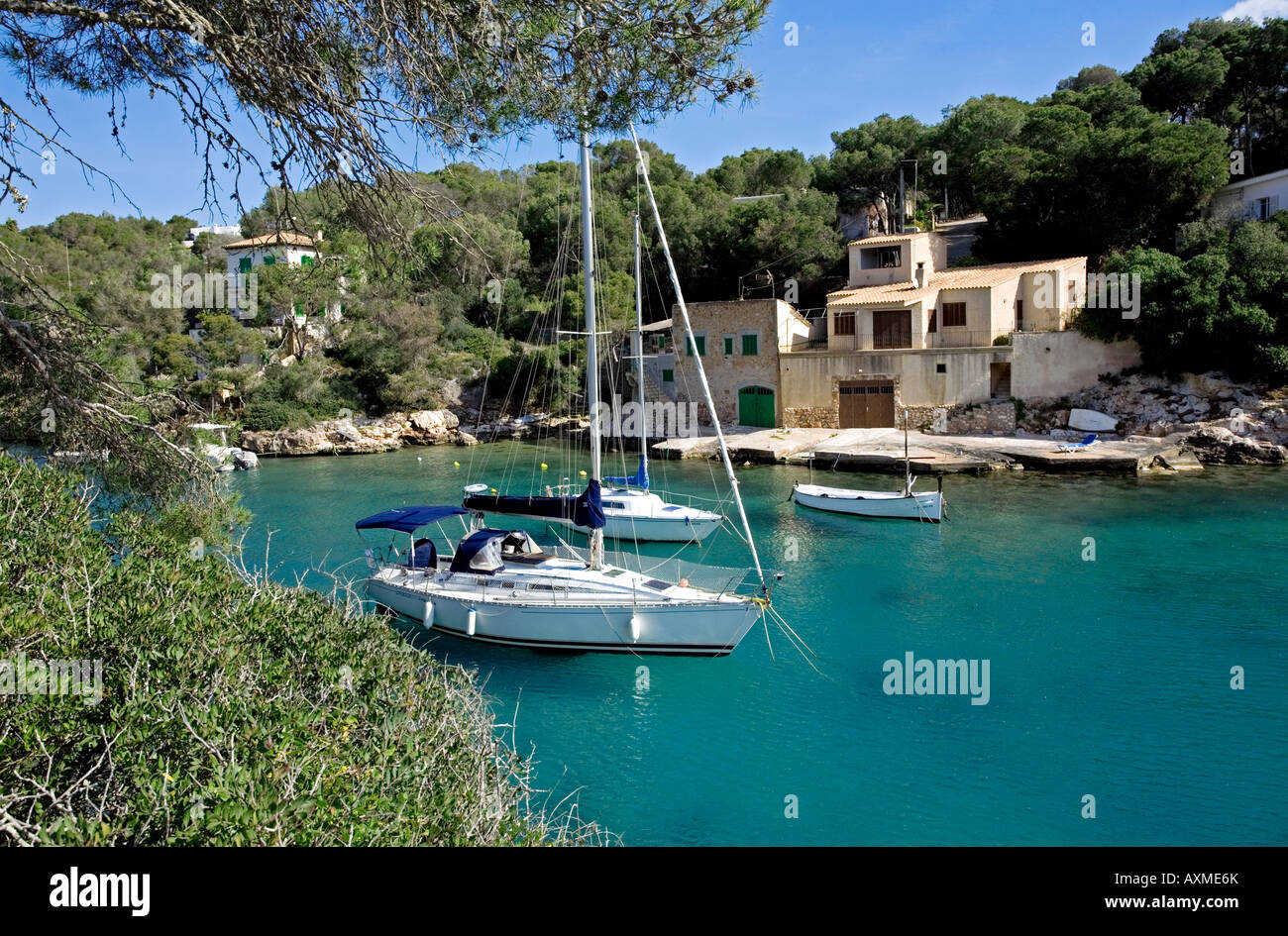 Sailing boat at Cala Figuera.Mallorca Island.Spain Stock Photo