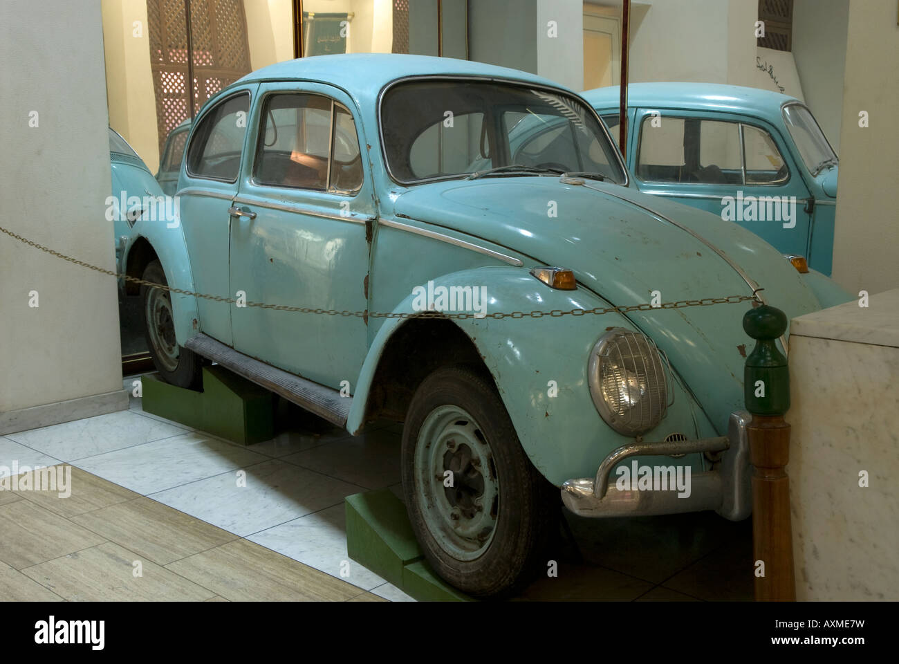 The VW Beetle car used by Colonel Muammar Al Qaddafi at the time of the 1969 Revolution, Tripoli, Libya. Stock Photo