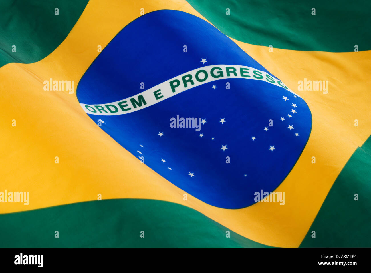 Close up of flag of Brazil Stock Photo