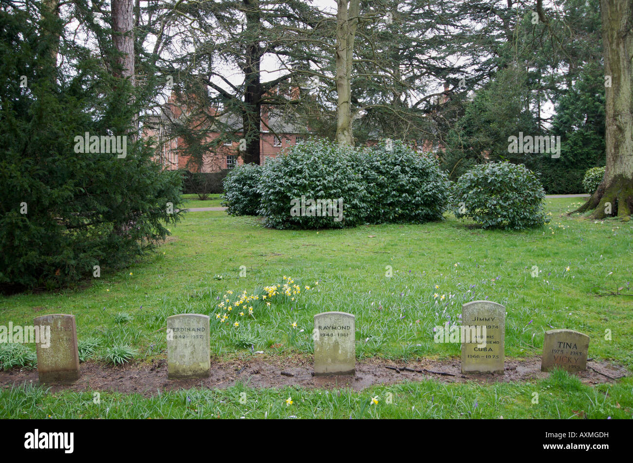 Pet cemetery at Madresfield Court Worcestershire Stock Photo