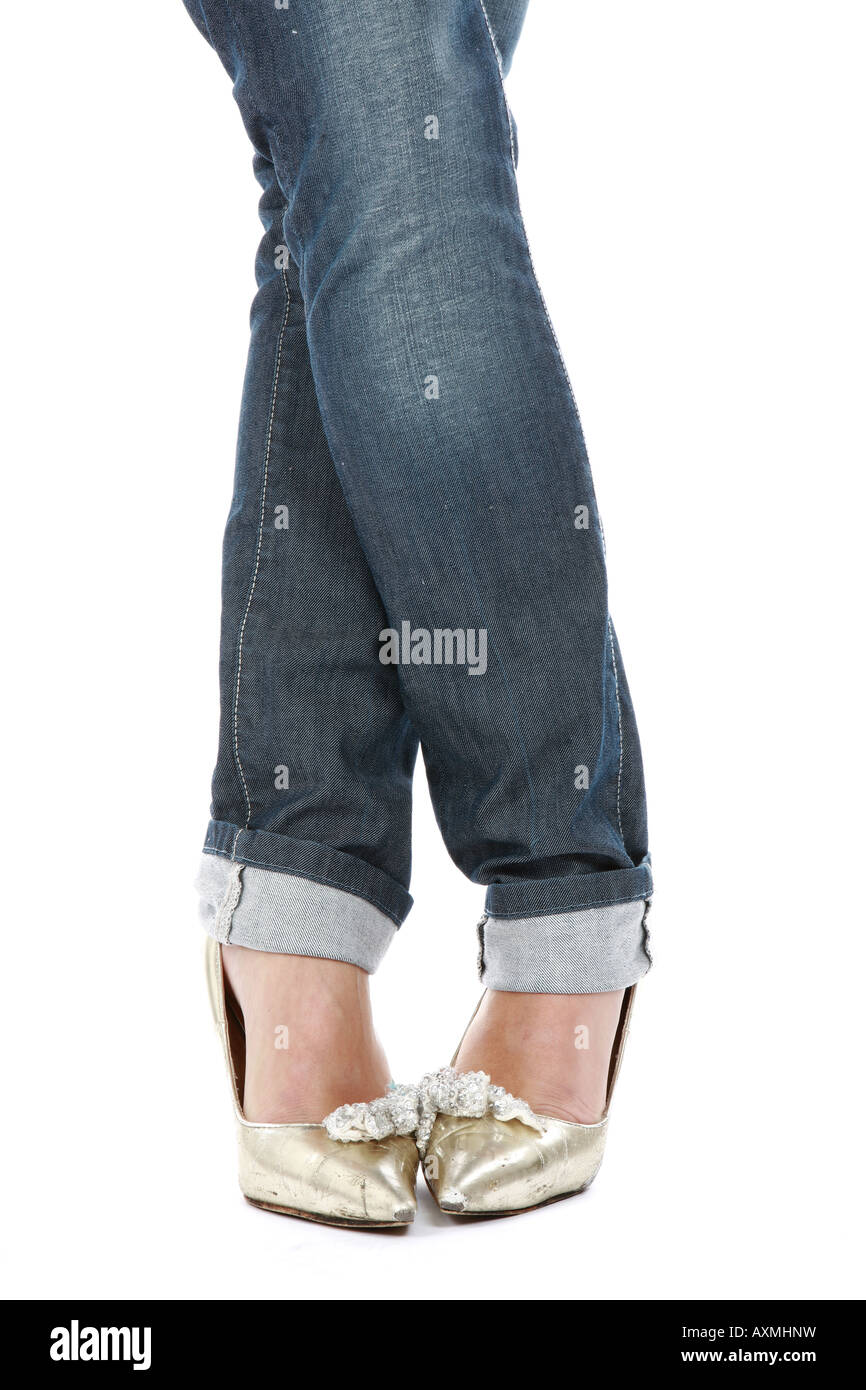 Woman wearing tight blue jeans hi-res stock photography and images - Alamy
