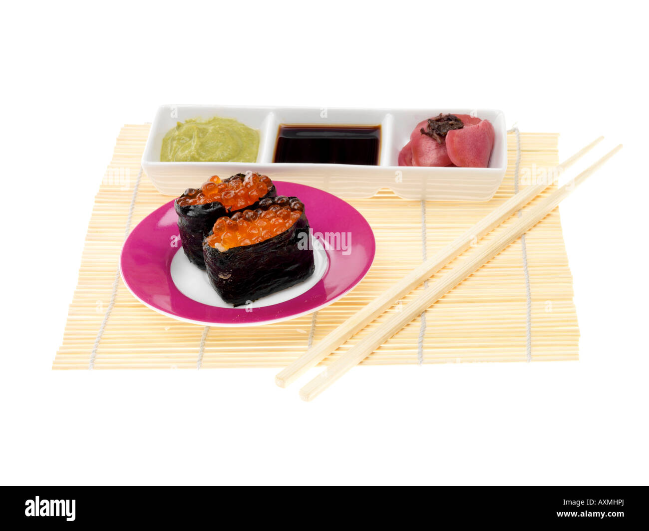 Akashi Salmon Roe Sushi Stock Photo Alamy