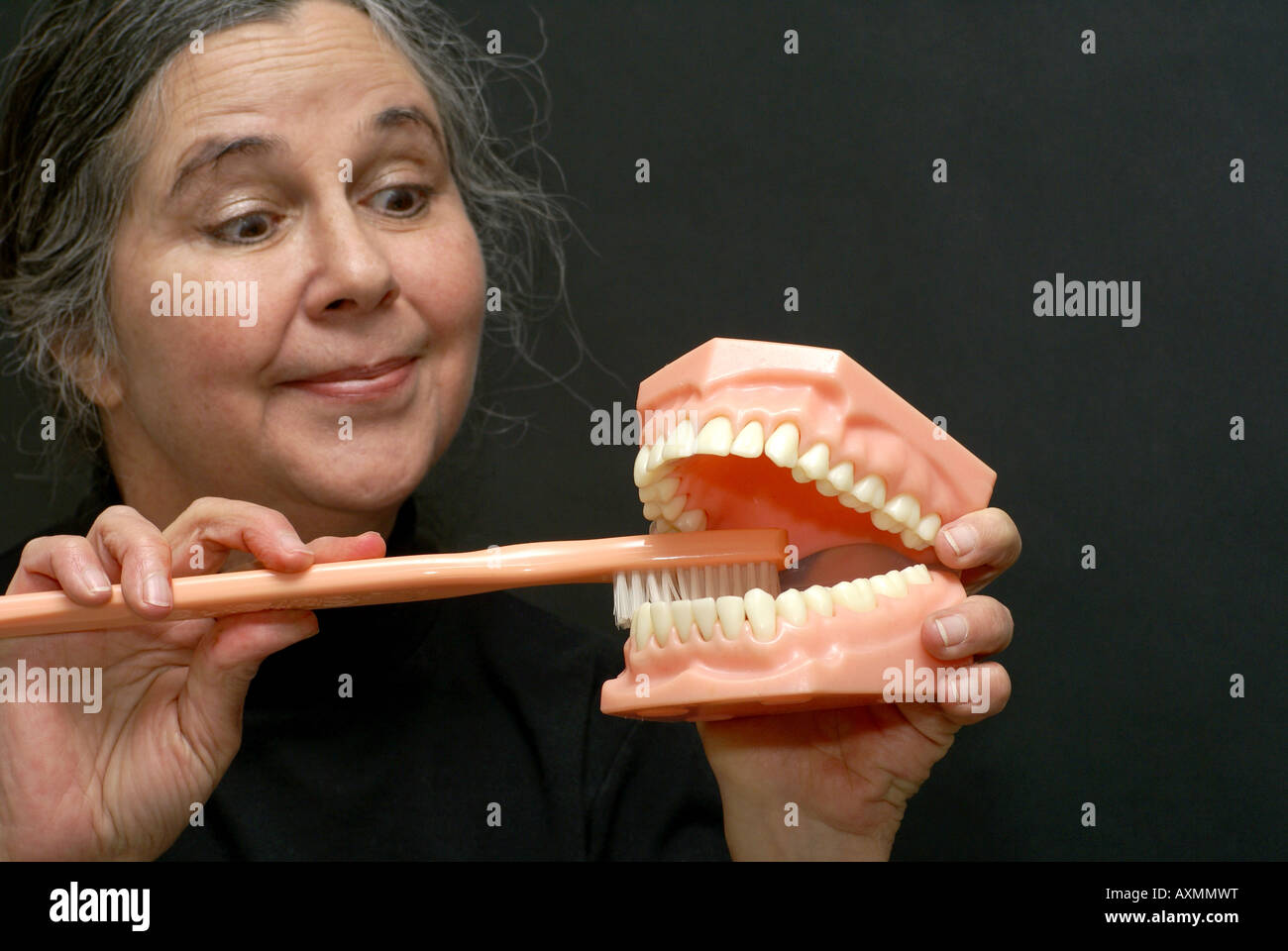 Demonstration of Brushing Teeth Stock Photo Alamy