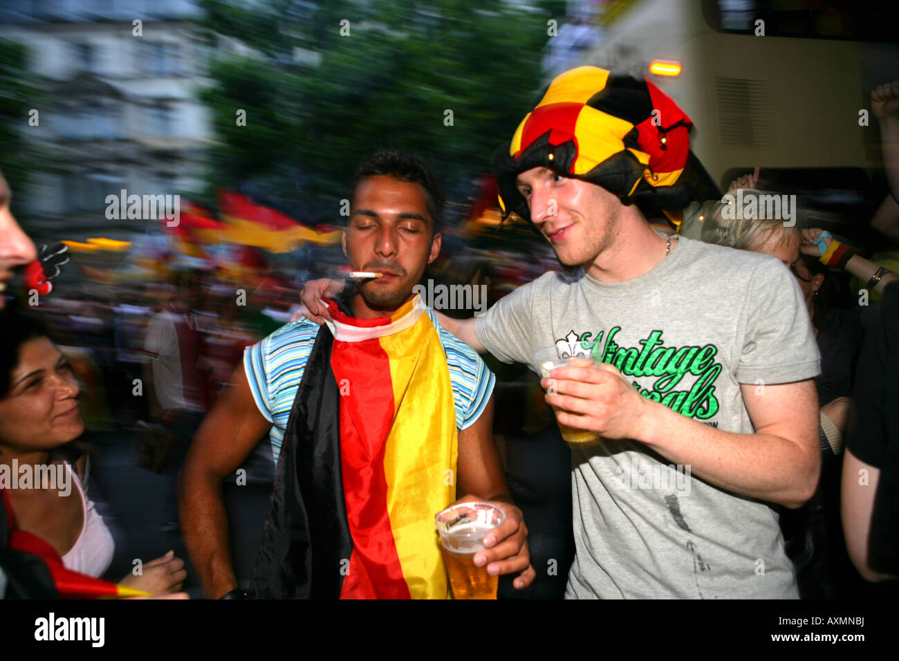after the game Germany versus Argentina fans on the Kudamm in Berlin Stock Photo