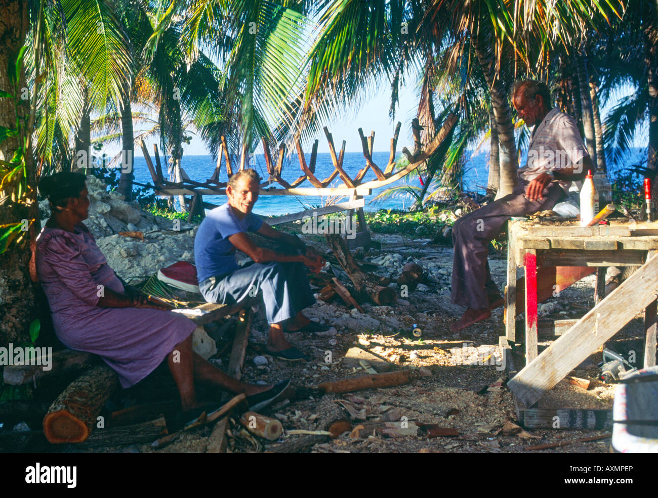 Traditional boat building on Cayman Brac, Cayman Islands Stock Photo