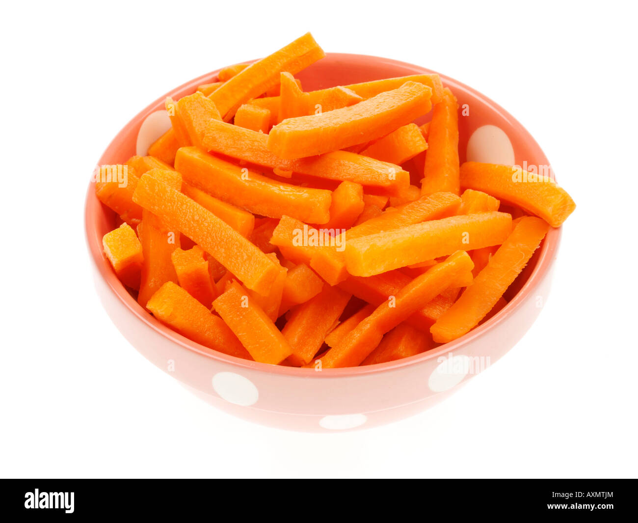 Bowl Of Fresh Healthy Prepared Carrot Batons In A Bowl Ready For Stock