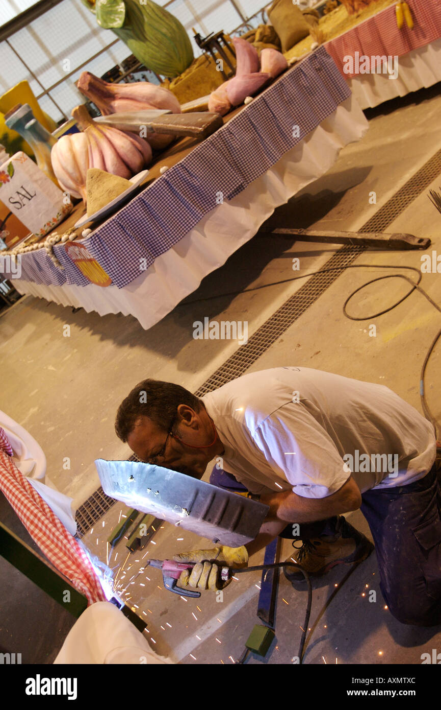 Making a float in Murcia, Spain, for a procession Stock Photo Alamy