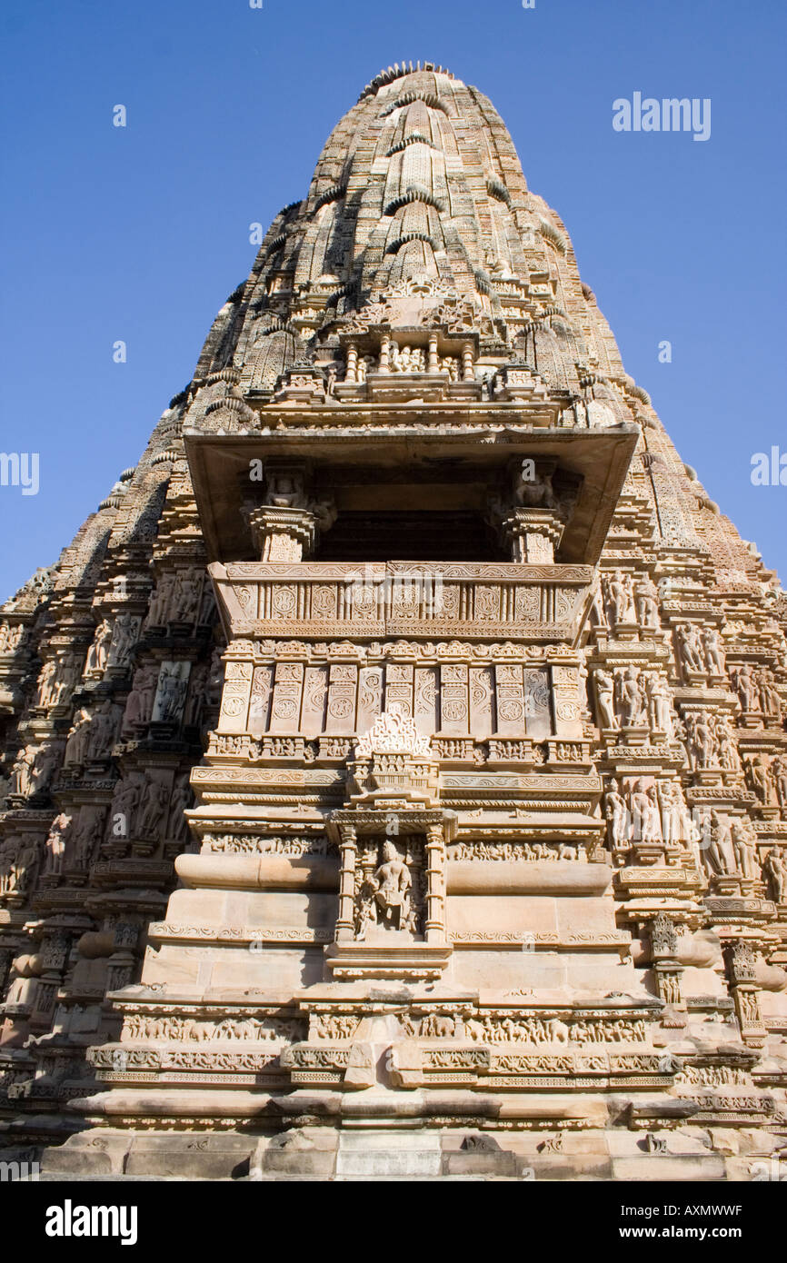 West side of Kandariya Mahadeva temple. Stock Photo