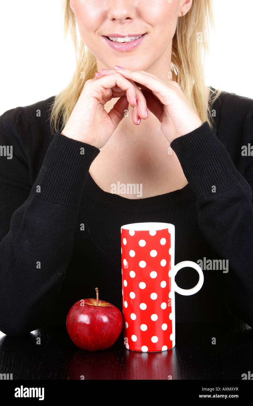 Young Woman with Cup of Tea Model Released Stock Photo - Alamy