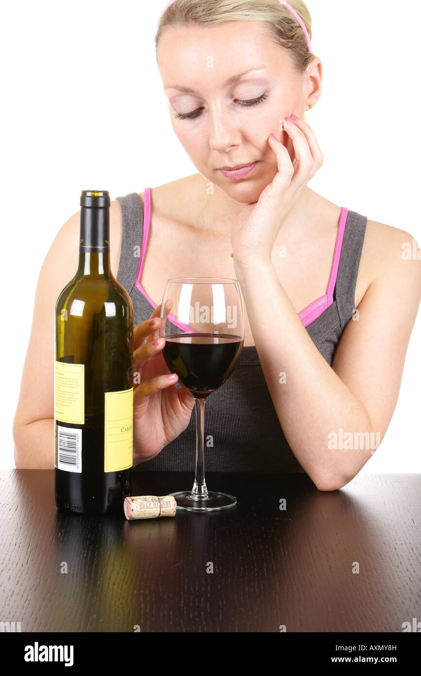 Young Woman with Red Wine Model Released Stock Photo - Alamy