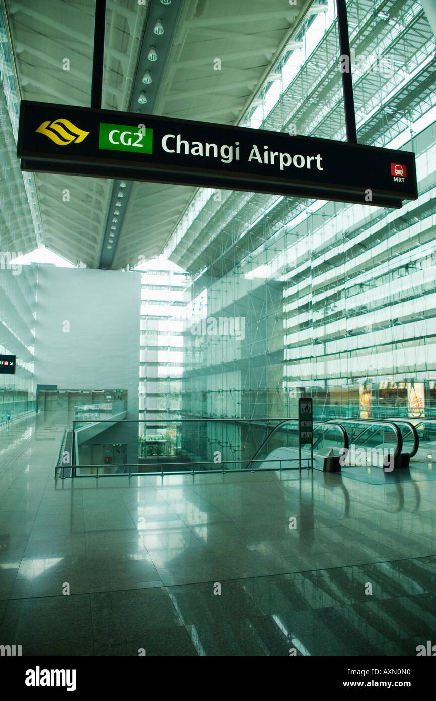 Sign on MRT for Changi Airport Singapore Stock Photo