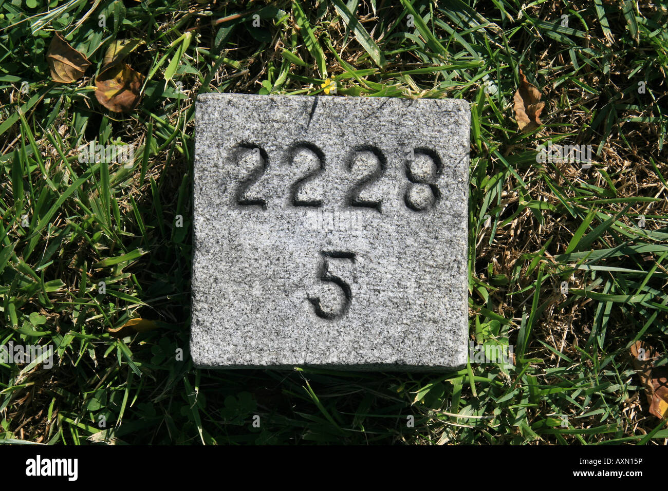 Grave marker in the Fredericksburg National Cemetery, Virginia, United States Stock Photo