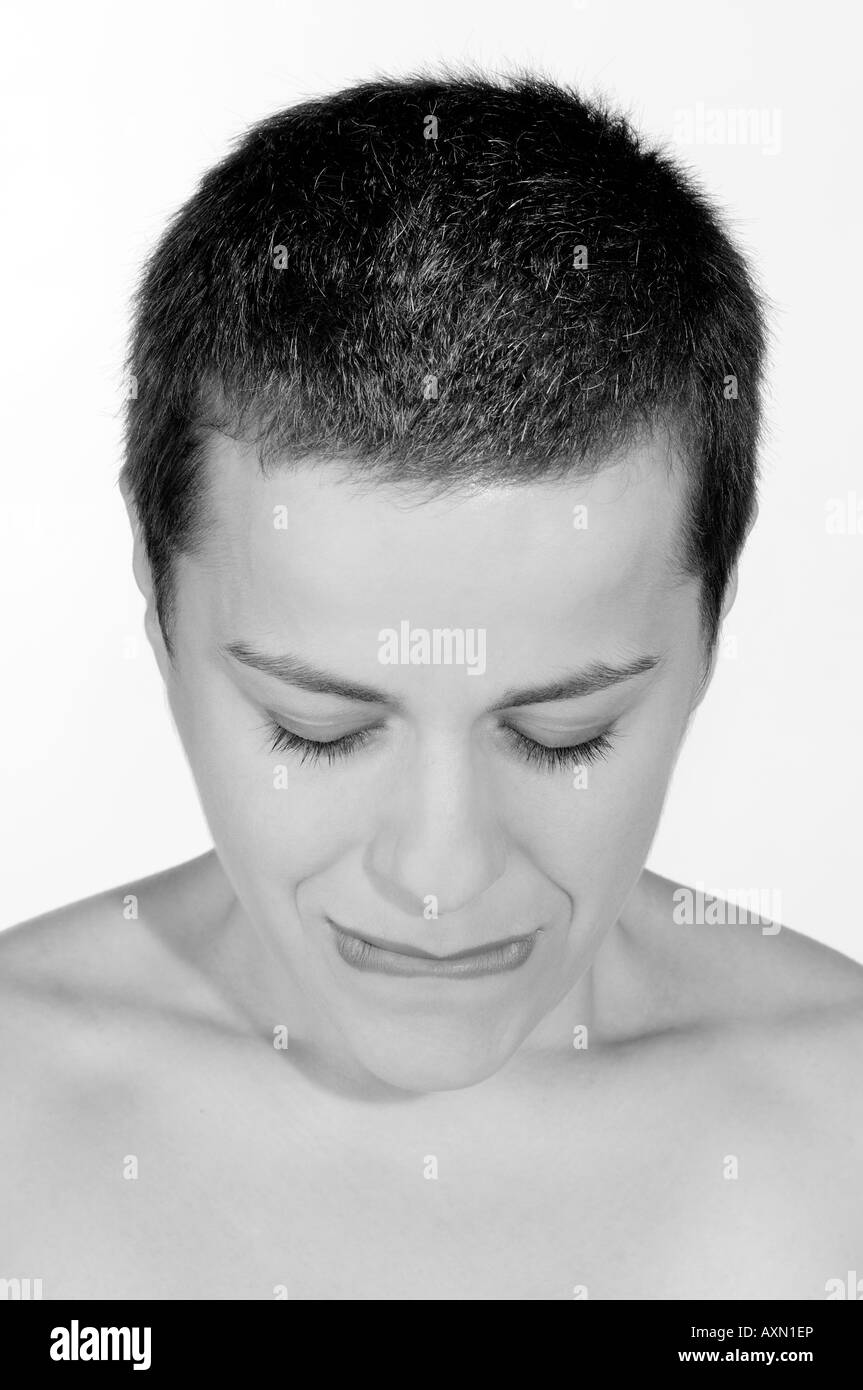 Thinking sad serious woman Black and White Stock Photos & Images - Alamy