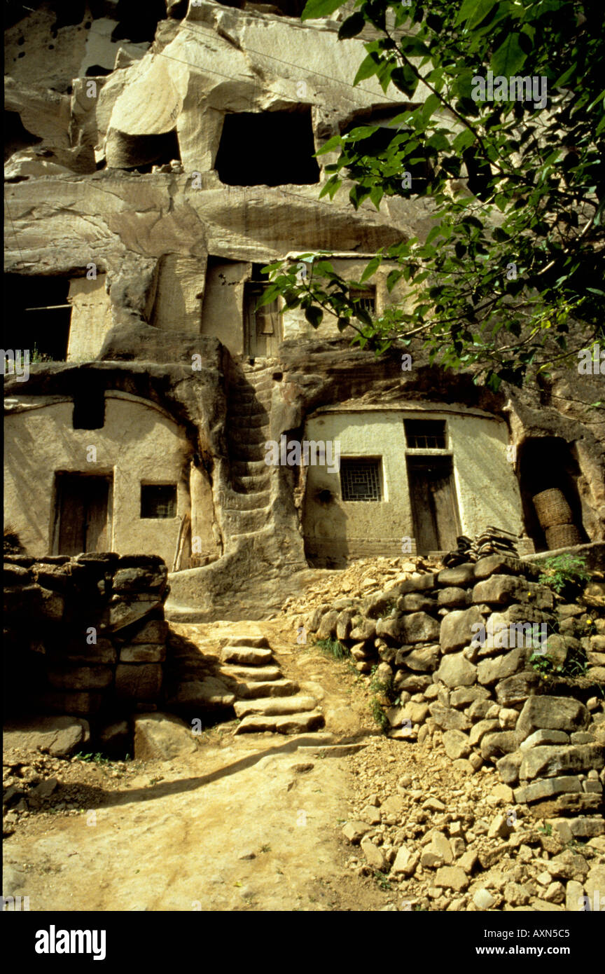 Western China troglodyte dwellings are still inhabited Stock Photo