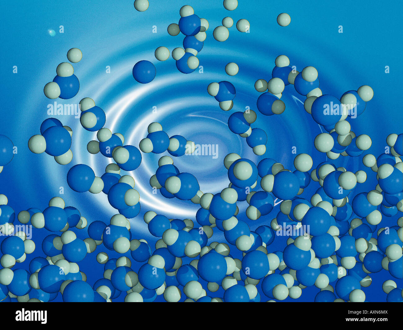 molecules of water H2O Stock Photo