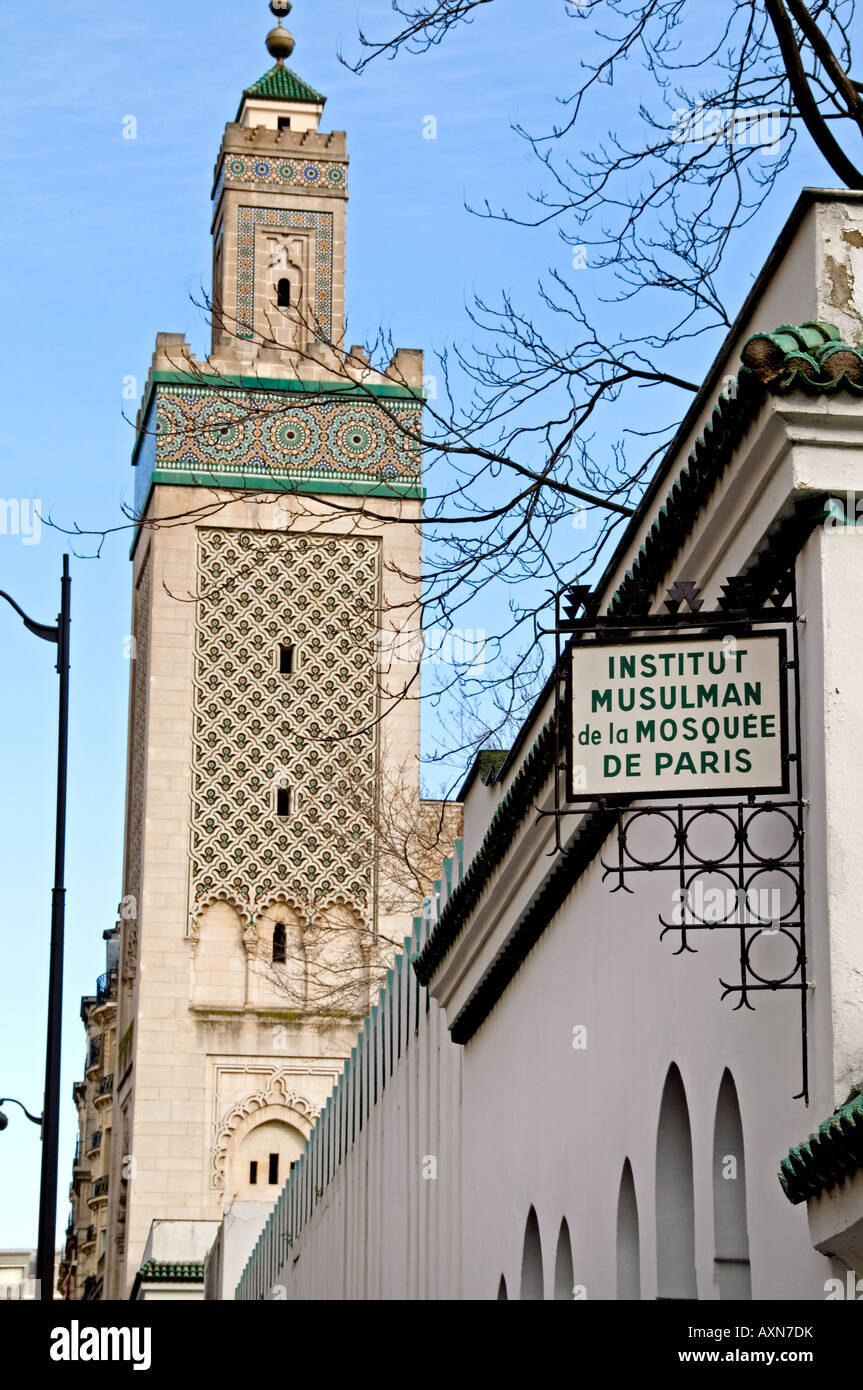 Mosquee de Paris Institut Musulman Great Mosque of Paris Stock Photo