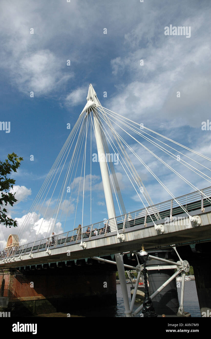 One of the Golden Jubilee Bridges which sharing Hungerford Bridge in London, UK Stock Photo