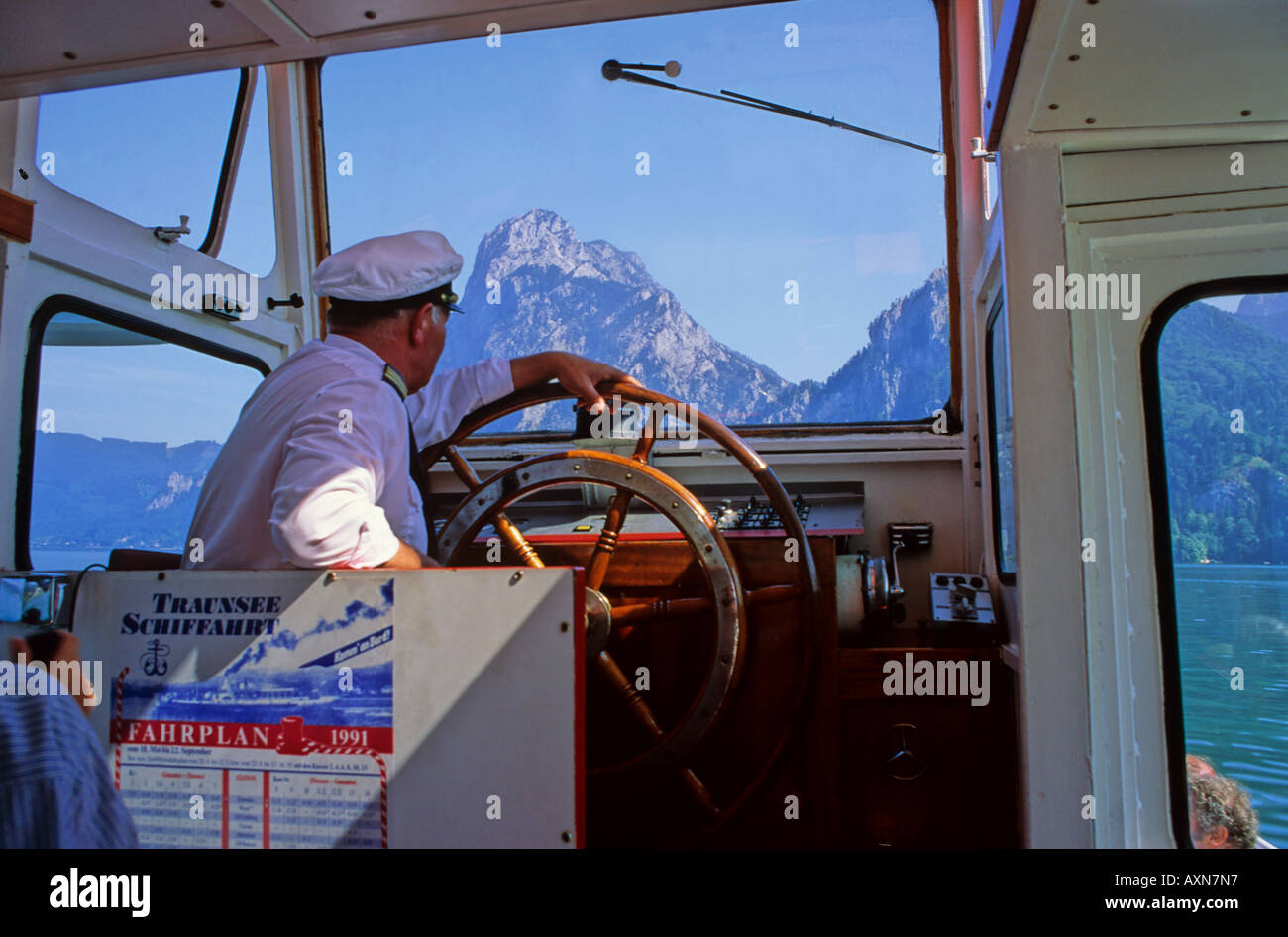 Pleasureboat at Traunkirchen on Lake Traunsee Austria Stock Photo