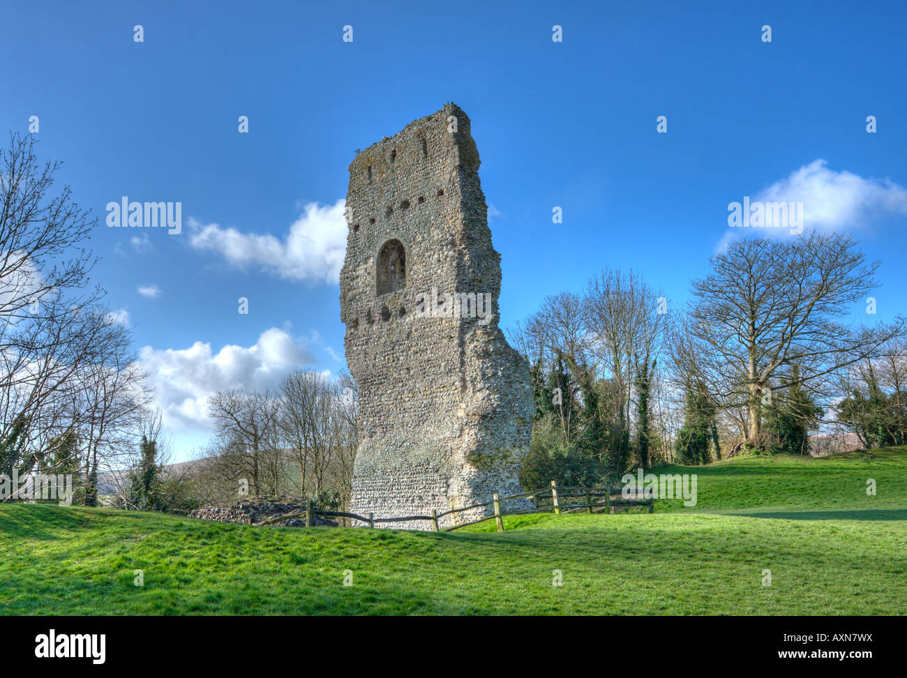 Ruins of Bramber Castle, West Sussex, England, UK Stock Photo