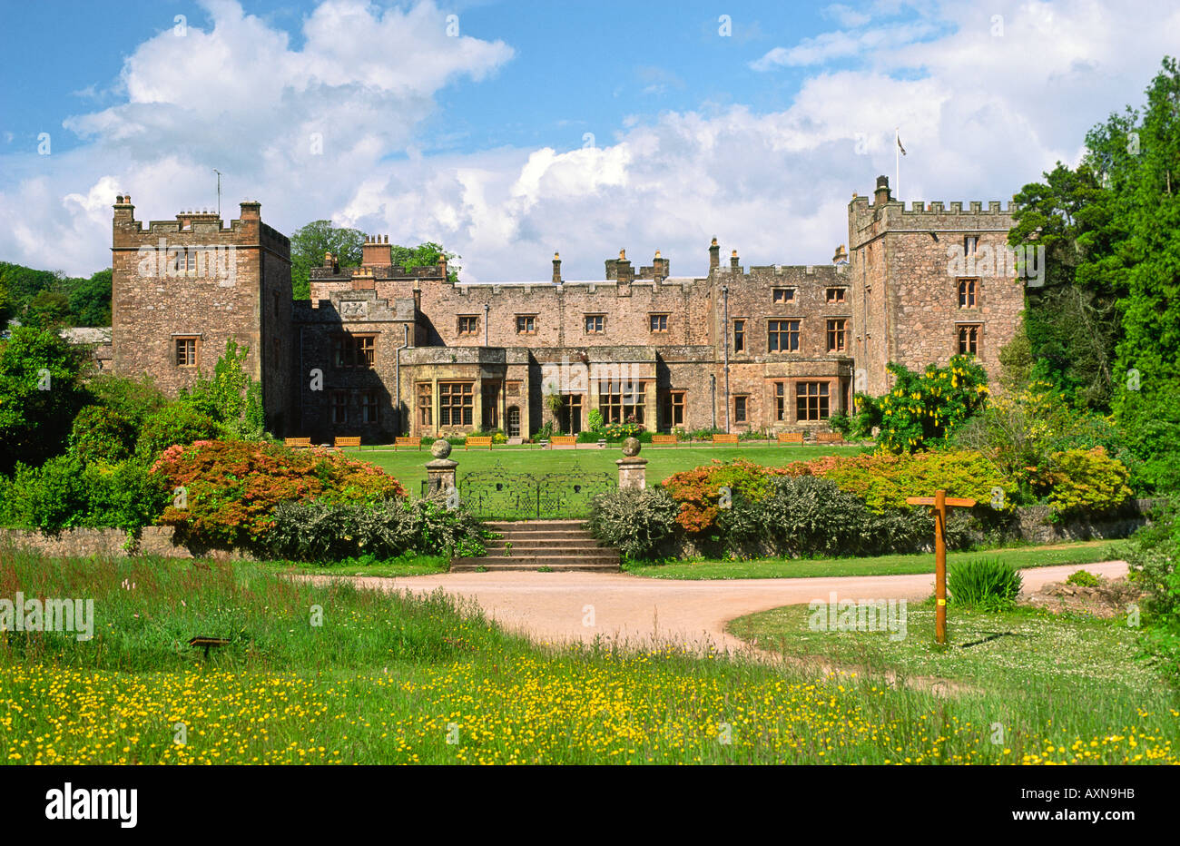 Muncaster Castle and gardens open to the public near Ravenglass, the Lake District, Cumbria, England UK Stock Photo