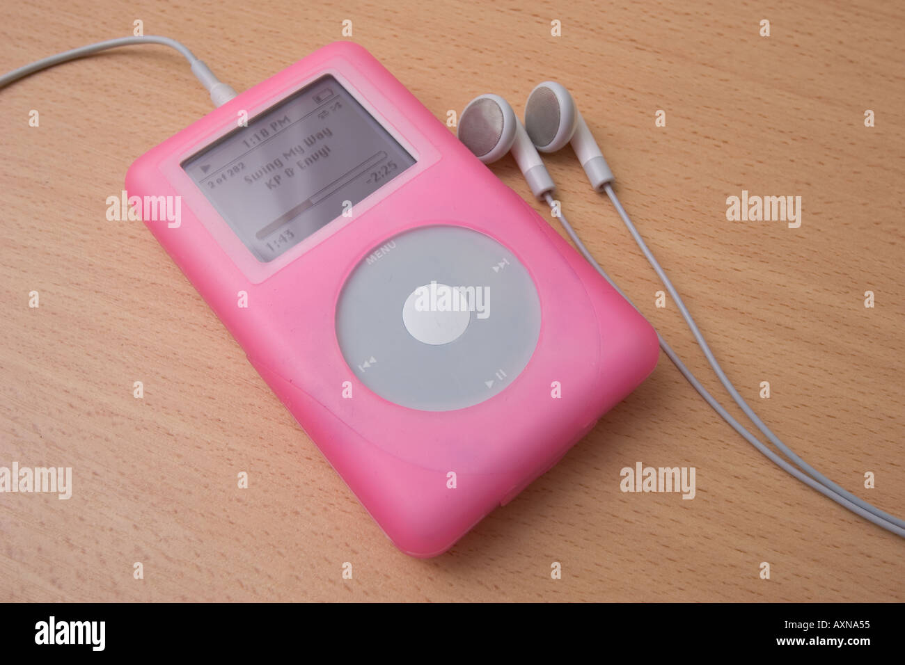 Apple Ipod Mp3 Player With Pink Skin Case Stock Photo Alamy