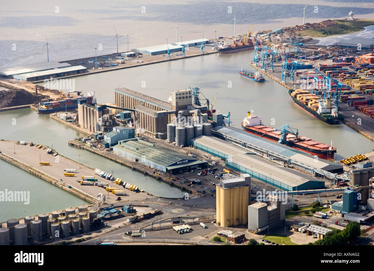 The Royal Seaforth container dock and port facilities on the River Mersey estuary north west of
