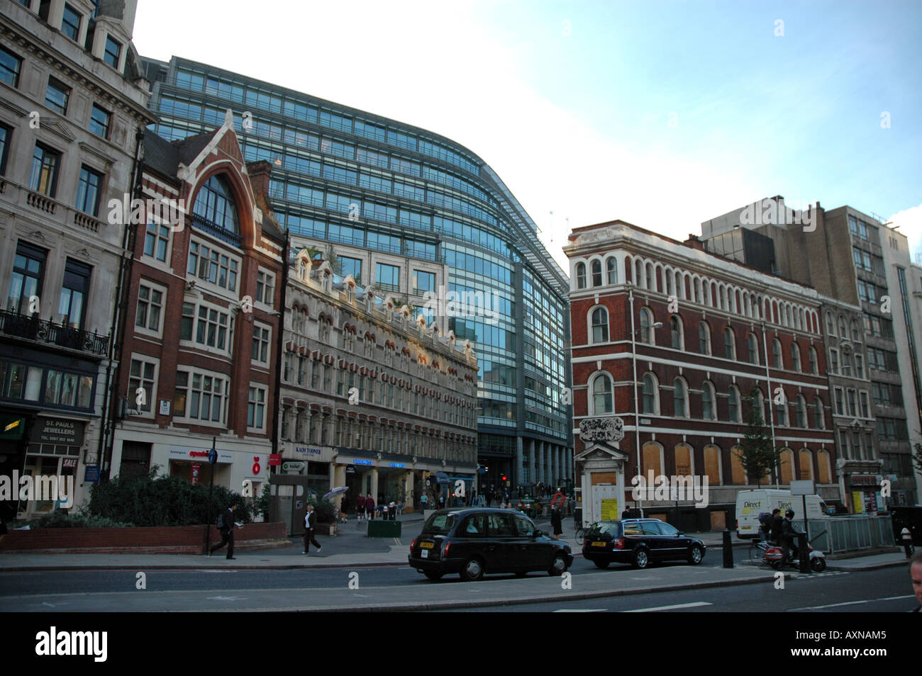 Building at Farringdon Road and St Bride Street corner in London, UK