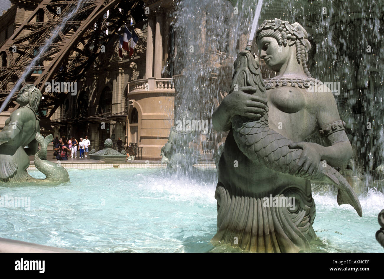 Mermaid Fountain at Paris Casino Las Vegas Stock Photo