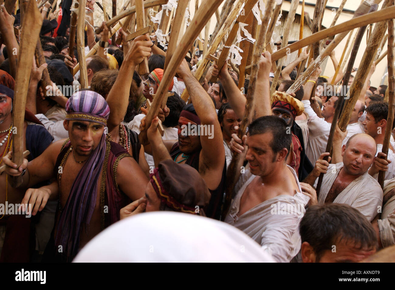 Moors and Christians fight it out in Pollensa, Majorca Stock Photo